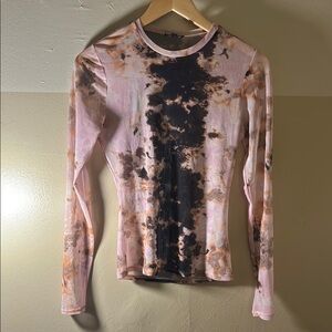 AFRM Pink Fitted mesh Long Sleeve Tee